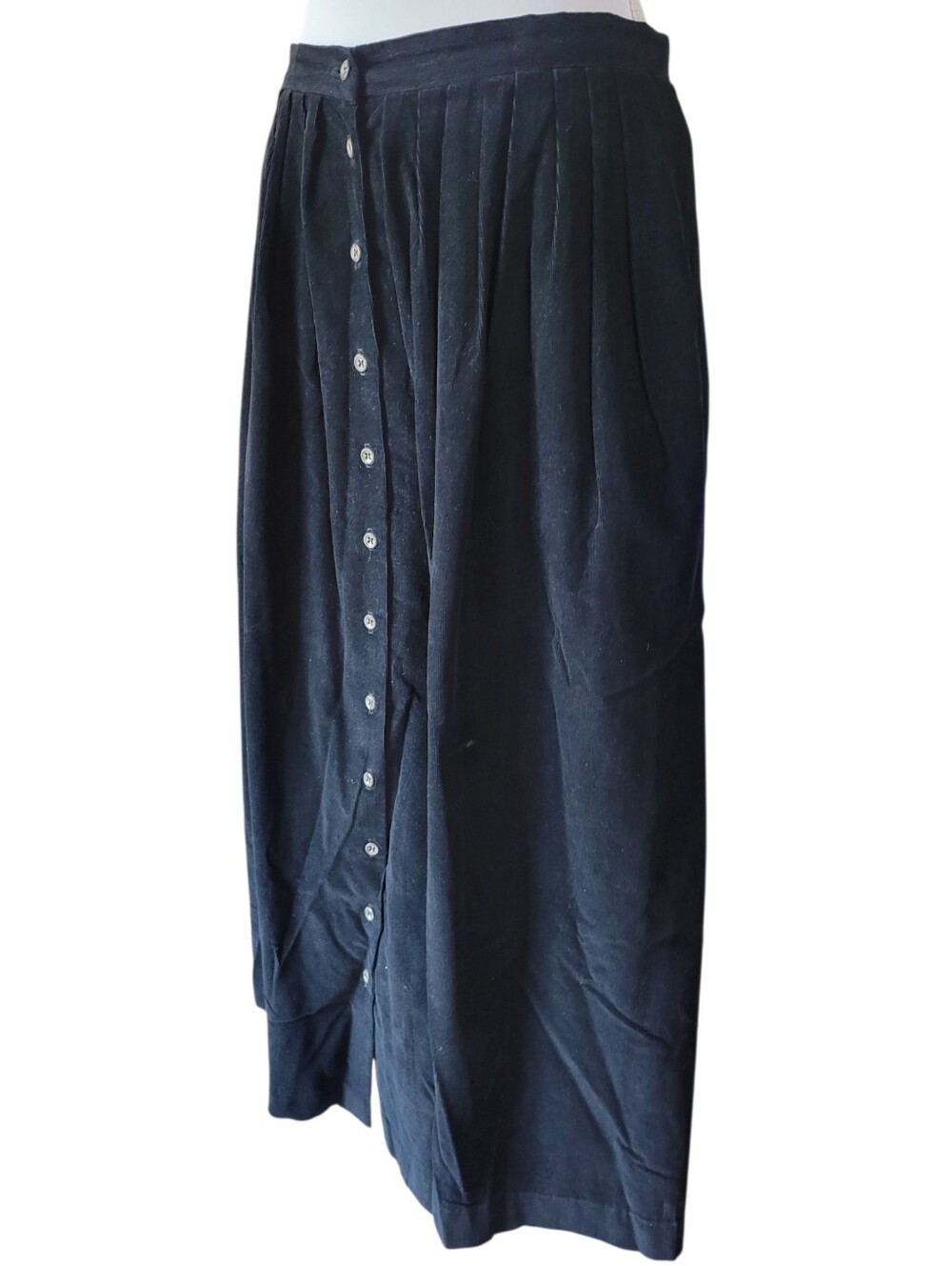 Vintage J. Crew 100% Cotton Black Corduroy Button Down Front Maxi Skirt - Picture 4 of 9